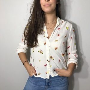 Zara Button Down Insect Blouse 🐞🐛🦋🐝
